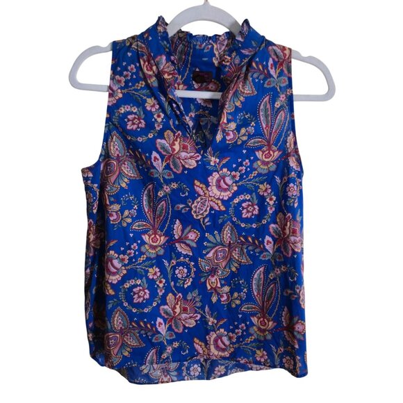 J.Crew Liberty Fabric Floral Belle Ruffle Neck Sleeveless Blouse Size 4 - Picture 2 of 9